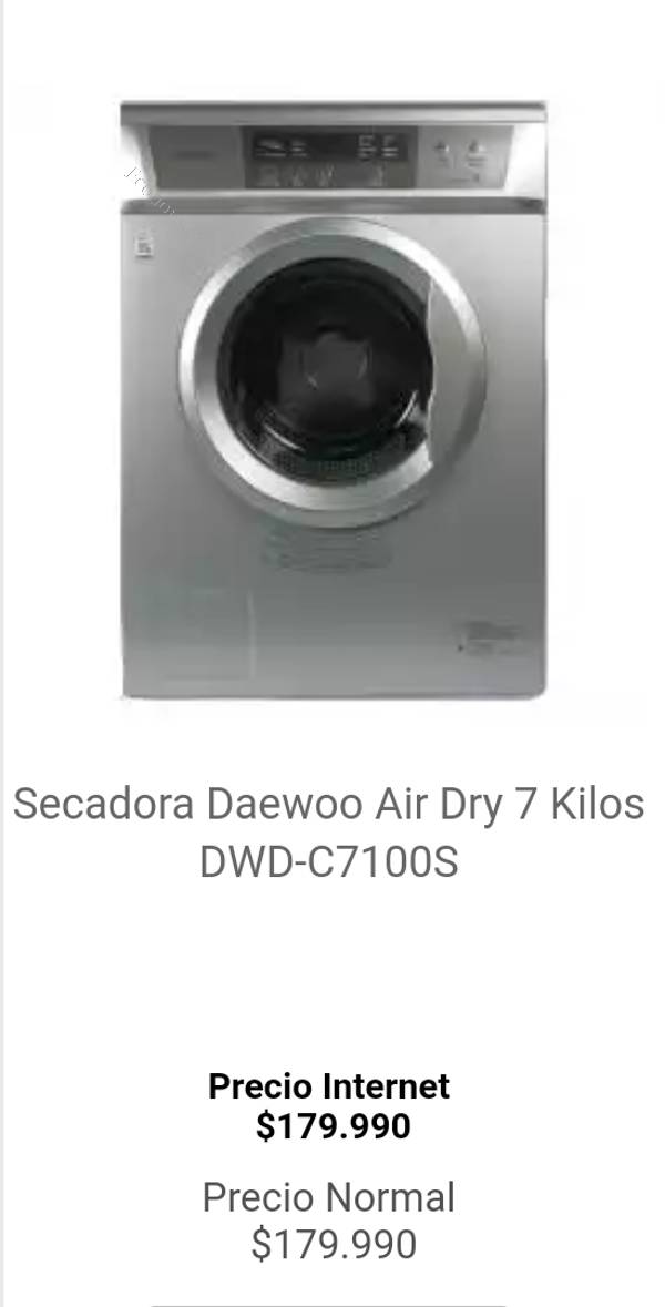 Secadora Daewoo DWD-C7100S 2016-11-25 Economicos El Mercurio