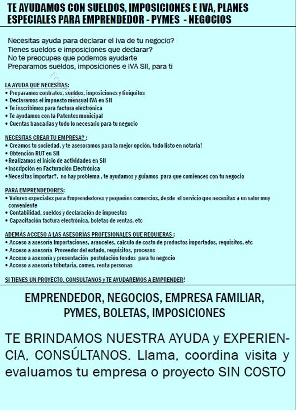 Contador plan emprendedores - sueldo-iva-imposiciones 2018-10-18 en  Economicos de El Mercurio